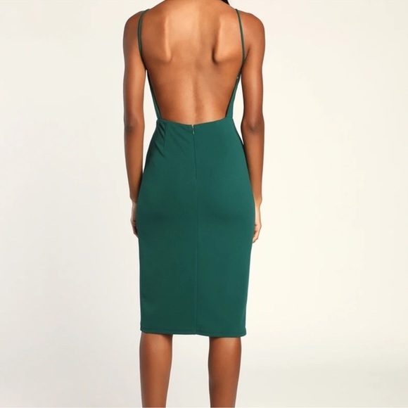 Lulus Never look back Hunter Green backless midi dress size medium NWT - Picture 2 of 15